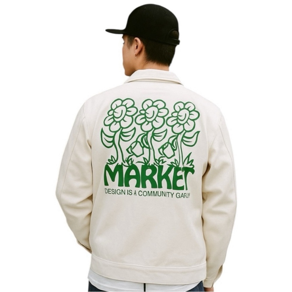 $160 MARKET Studios x London Flower Community Garden Denim Zip Jacket